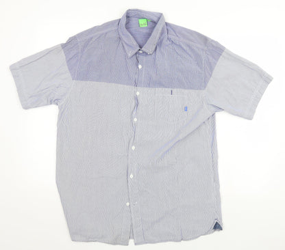 Mens UK Size L Gio-Goi Blue  Button-Up Short Sleeve Casual Shirt