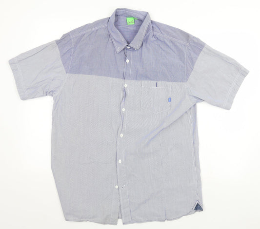 Mens UK Size L Gio-Goi Blue  Button-Up Short Sleeve Casual Shirt