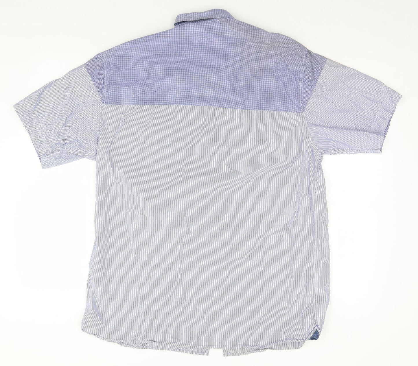 Mens UK Size L Gio-Goi Blue  Button-Up Short Sleeve Casual Shirt