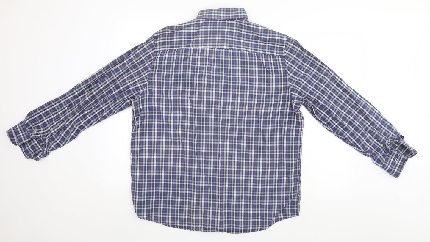 F&F Mens Blue Plaid   Button-Up Size L