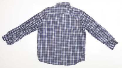 F&F Mens Blue Plaid   Button-Up Size L
