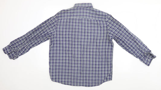 F&F Mens Blue Plaid   Button-Up Size L