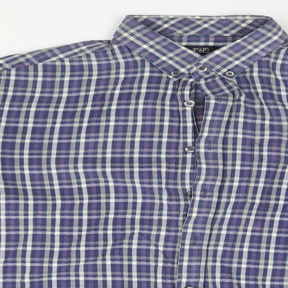F&F Mens Blue Plaid   Button-Up Size L