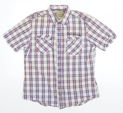 NEXT Mens Blue Plaid   Button-Up Size L