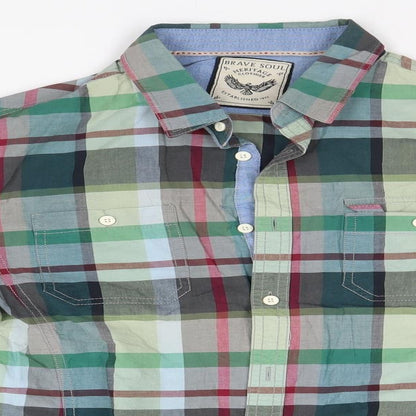 Mens UK Size L Brace Soul Multicoloured  Button-Up Long Sleeve Casual Shirt