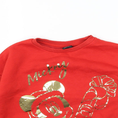 Disney Girls Red   Pullover Sweatshirt Size 9-10 Years  - Mickey Mouse