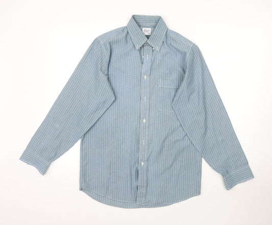 Mens UK Size 14.5 Debenhams Blue  Button-Up Long Sleeve Casual Shirt