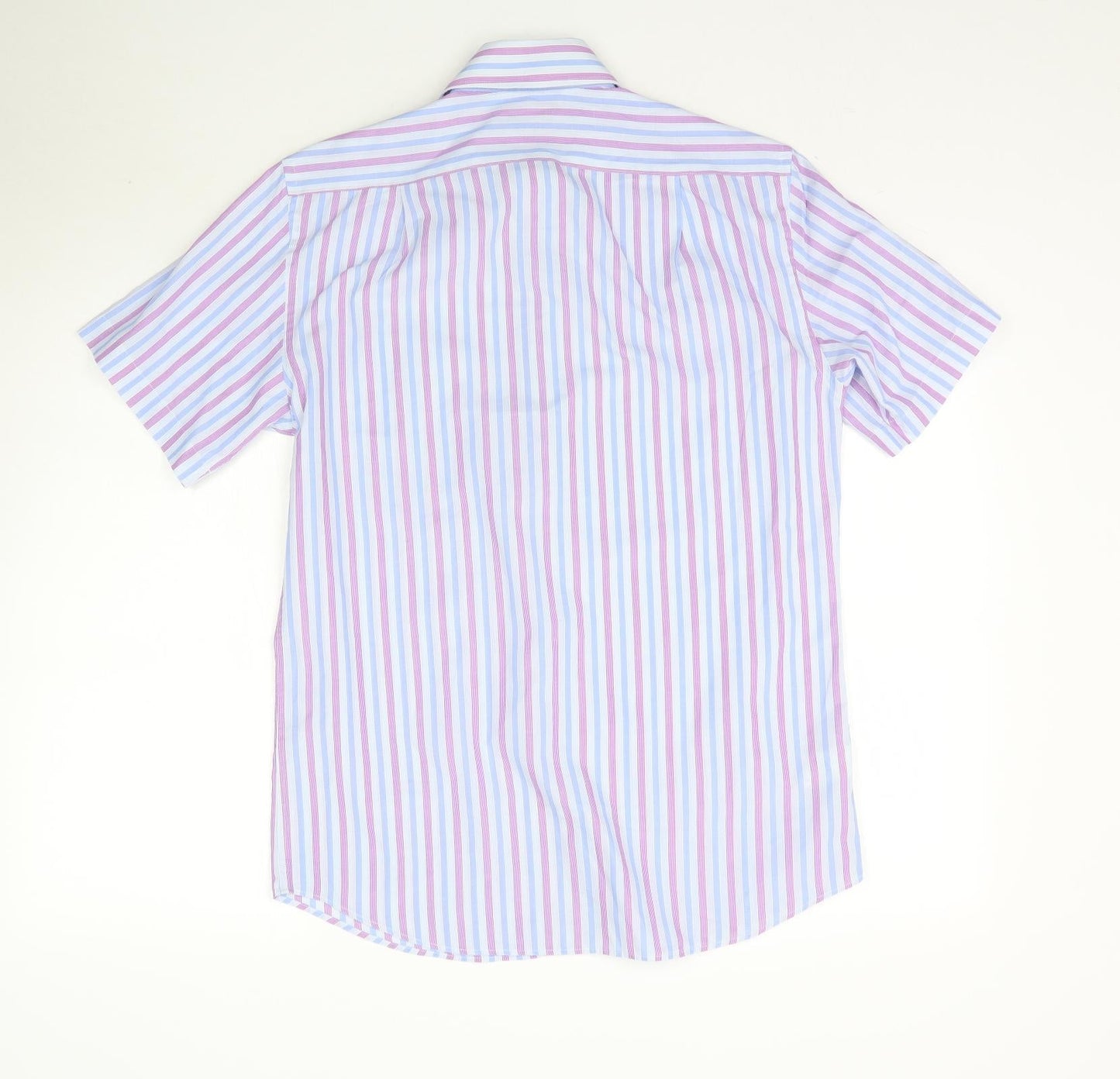 Mens UK Size 14.5 Marks and Spencer Purple  Button-Up Short Sleeve Casual Shirt