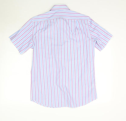 Mens UK Size 14.5 Marks and Spencer Purple  Button-Up Short Sleeve Casual Shirt