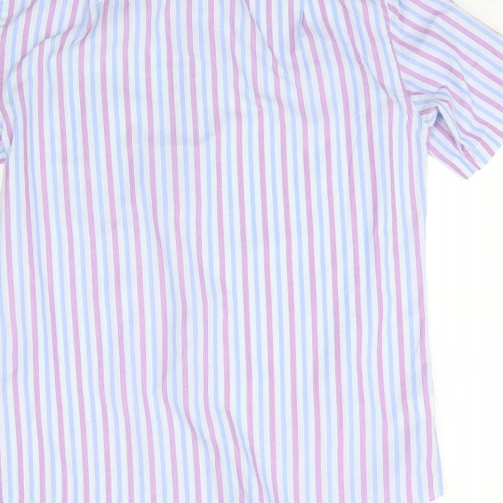 Mens UK Size 14.5 Marks and Spencer Purple  Button-Up Short Sleeve Casual Shirt