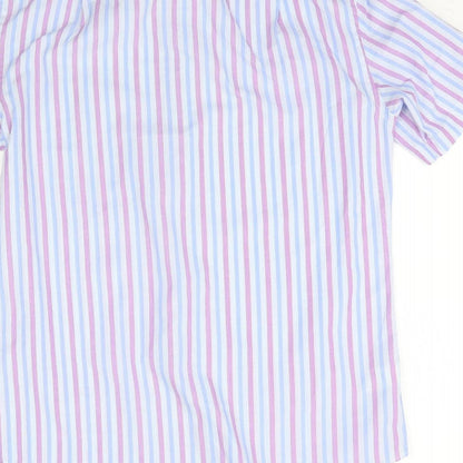 Mens UK Size 14.5 Marks and Spencer Purple  Button-Up Short Sleeve Casual Shirt