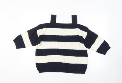George Womens Blue Striped  Pullover Jumper Size 12