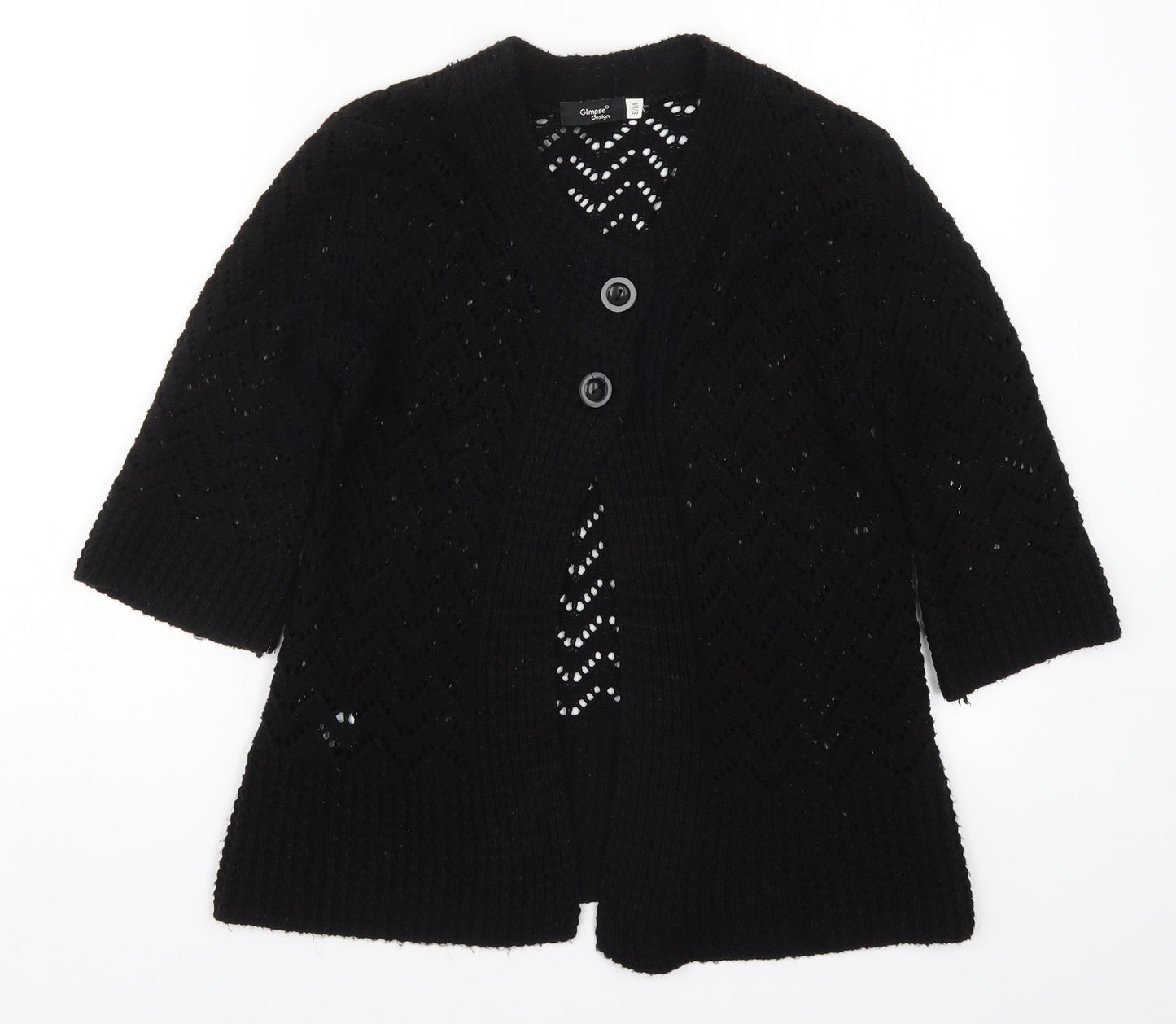 Glimpse Womens Black  Knit Cardigan Jumper Size S