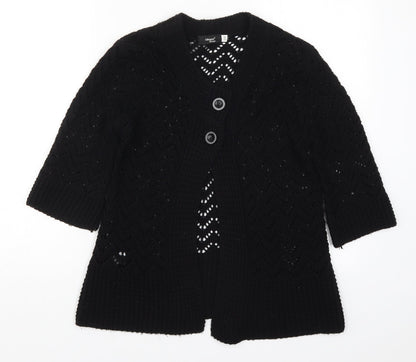Glimpse Womens Black  Knit Cardigan Jumper Size S