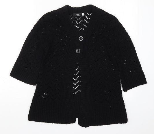 Glimpse Womens Black  Knit Cardigan Jumper Size S