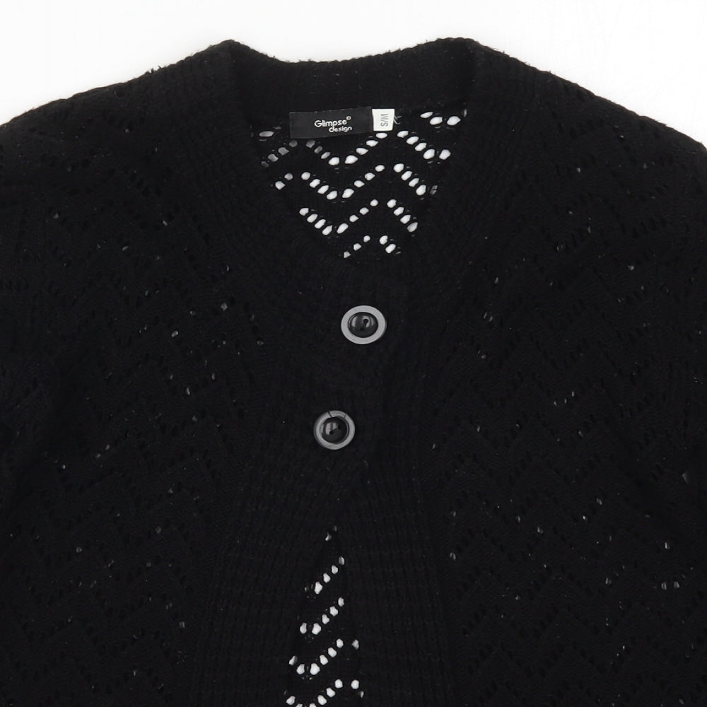 Glimpse Womens Black  Knit Cardigan Jumper Size S