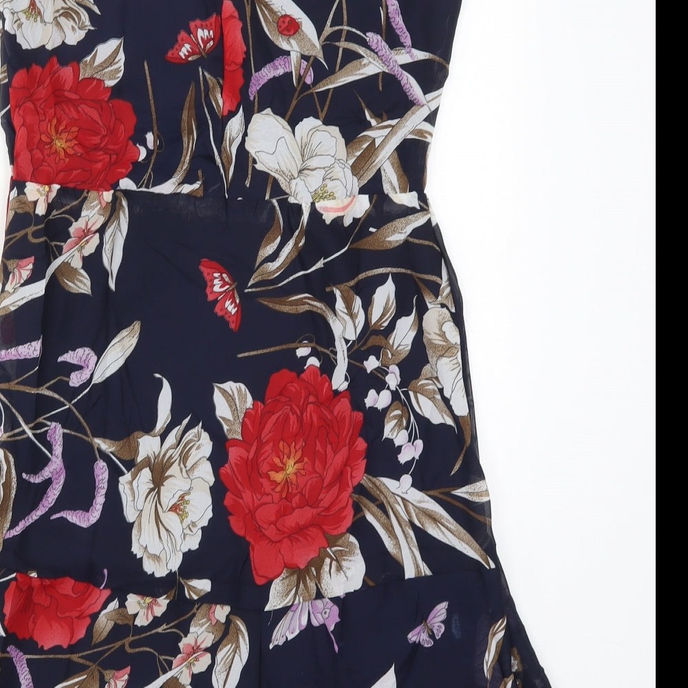Sia Xin Womens Blue Floral  A-Line  Size L