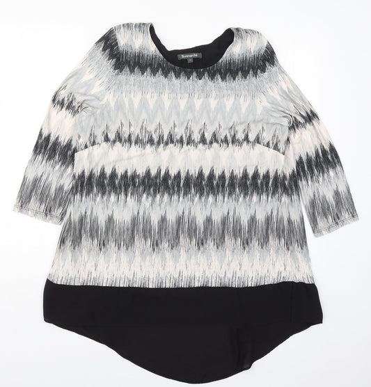 Bonmarché Womens Grey Geometric  Basic T-Shirt Size 14  - Zig Zag