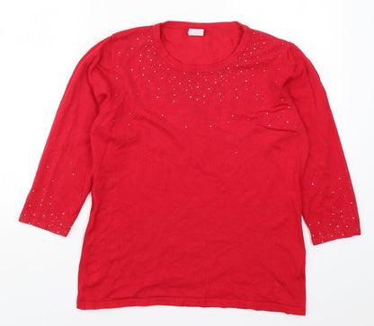 Womens UK Size M Stock Shop Red Pullover Jumper
