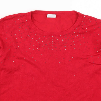 Womens UK Size M Stock Shop Red Pullover Jumper