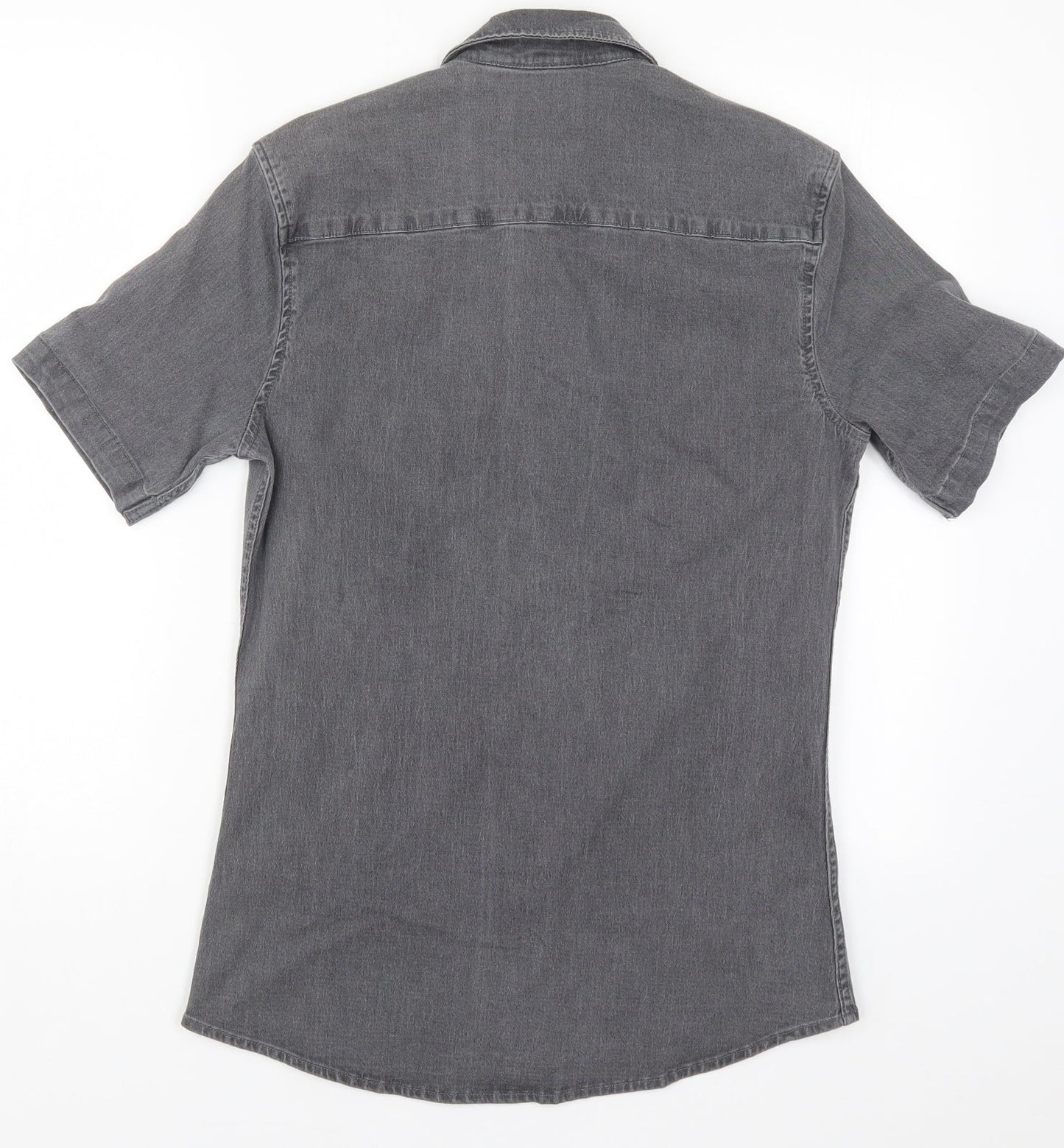 Mens UK Size S Topman Grey  Button-Up Short Sleeve Casual Shirt