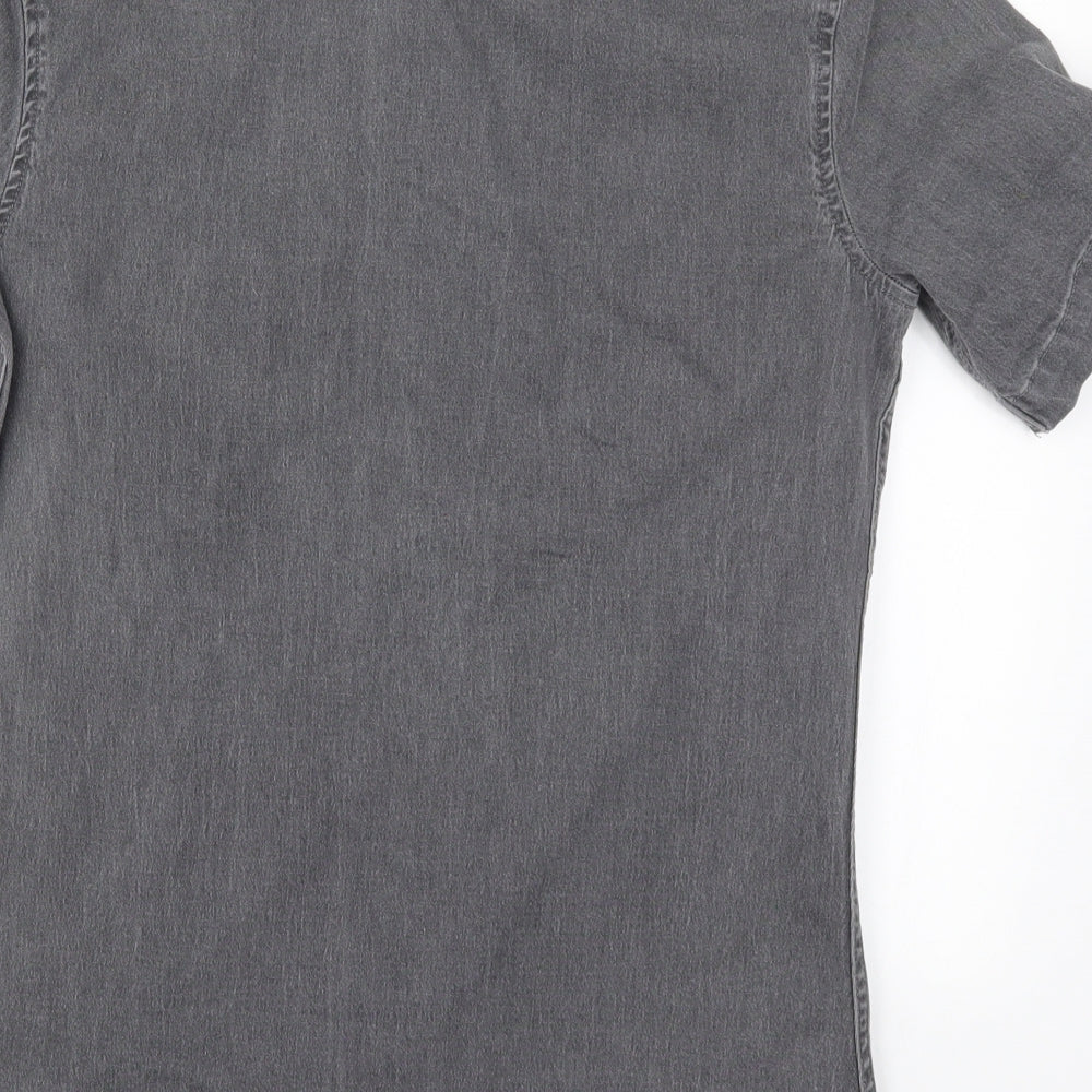 Mens UK Size S Topman Grey  Button-Up Short Sleeve Casual Shirt