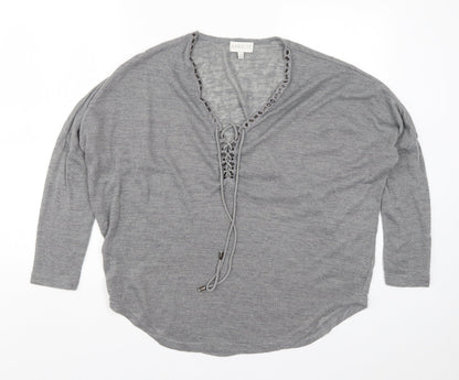 Womens UK Size 8 Apricot Grey Basic T-Shirt