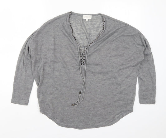Womens UK Size 8 Apricot Grey Basic T-Shirt