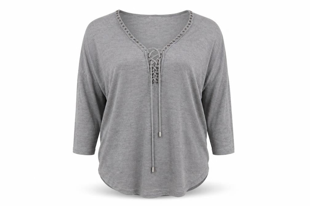 Womens UK Size 8 Apricot Grey Basic T-Shirt