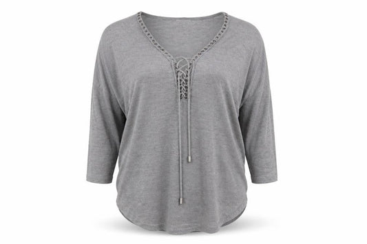 Womens UK Size 8 Apricot Grey Basic T-Shirt