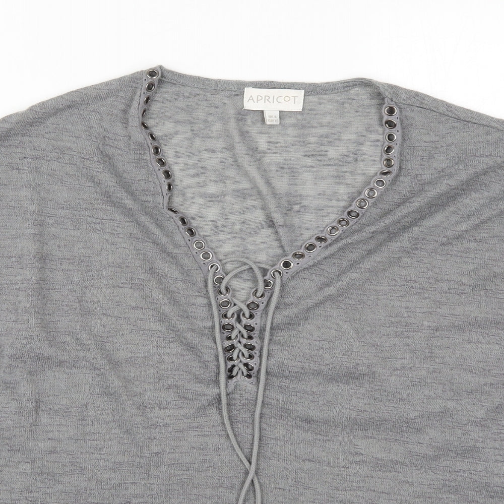 Womens UK Size 8 Apricot Grey Basic T-Shirt