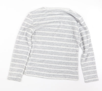 F&F Womens Grey Striped  Top Pyjama Top Size 8