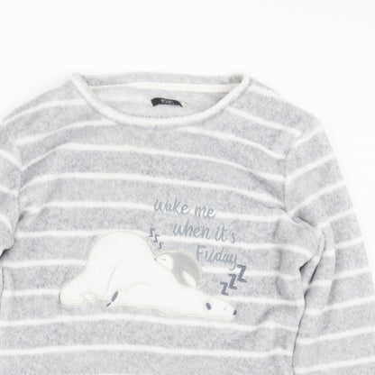 F&F Womens Grey Striped  Top Pyjama Top Size 8