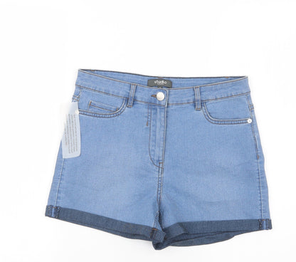 Studio Womens Blue  Denim Hot Pants Shorts Size 8
