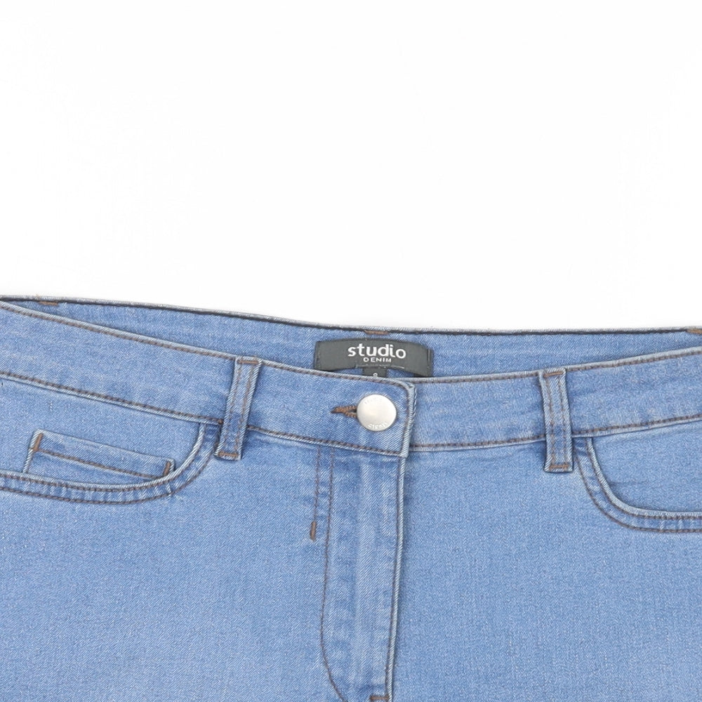 Studio Womens Blue  Denim Hot Pants Shorts Size 8