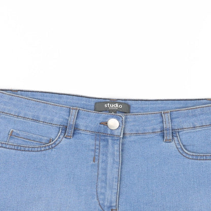 Studio Womens Blue  Denim Hot Pants Shorts Size 8