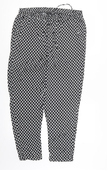 Blue Chameleon Womens Black Geometric  Trousers  Size 16 L26 in