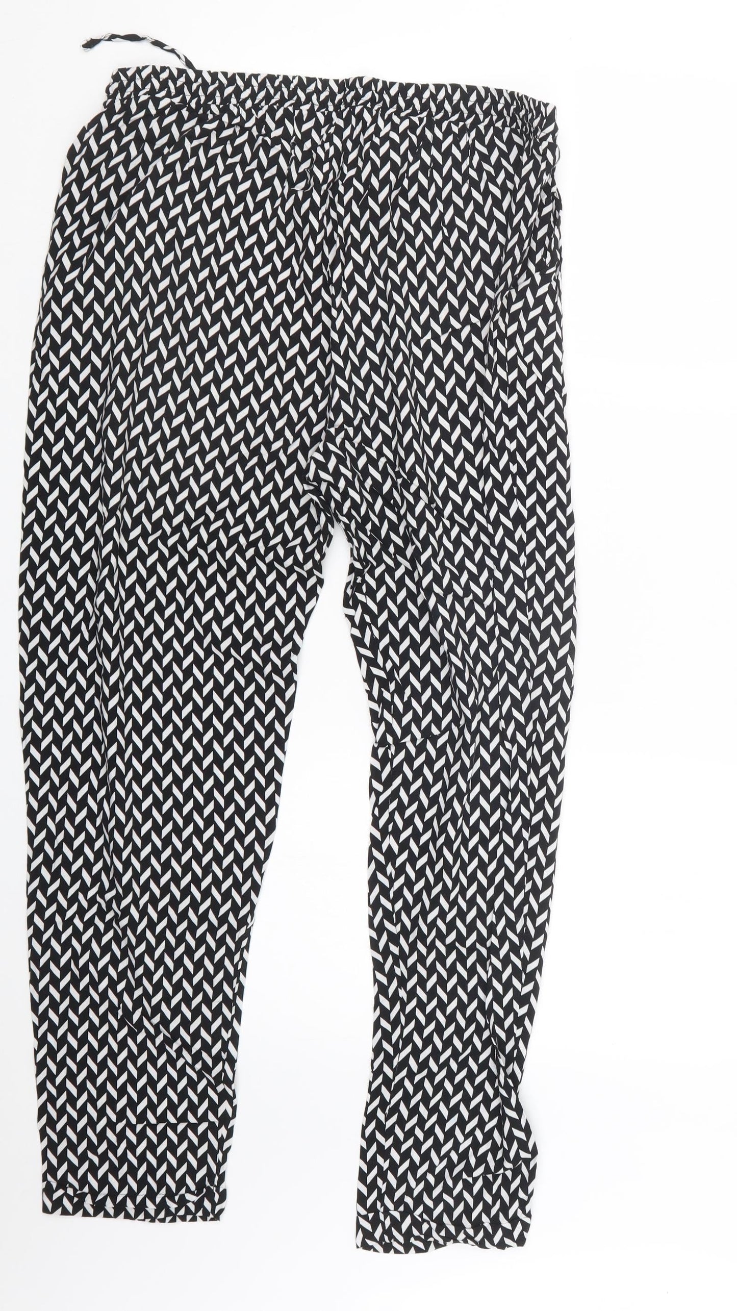 Blue Chameleon Womens Black Geometric  Trousers  Size 16 L26 in