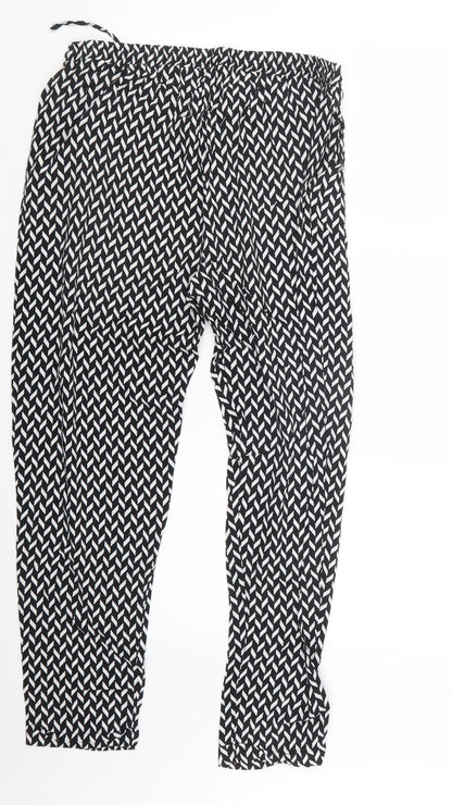 Blue Chameleon Womens Black Geometric  Trousers  Size 16 L26 in