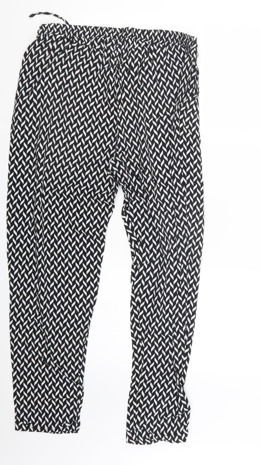 Blue Chameleon Womens Black Geometric  Trousers  Size 16 L26 in