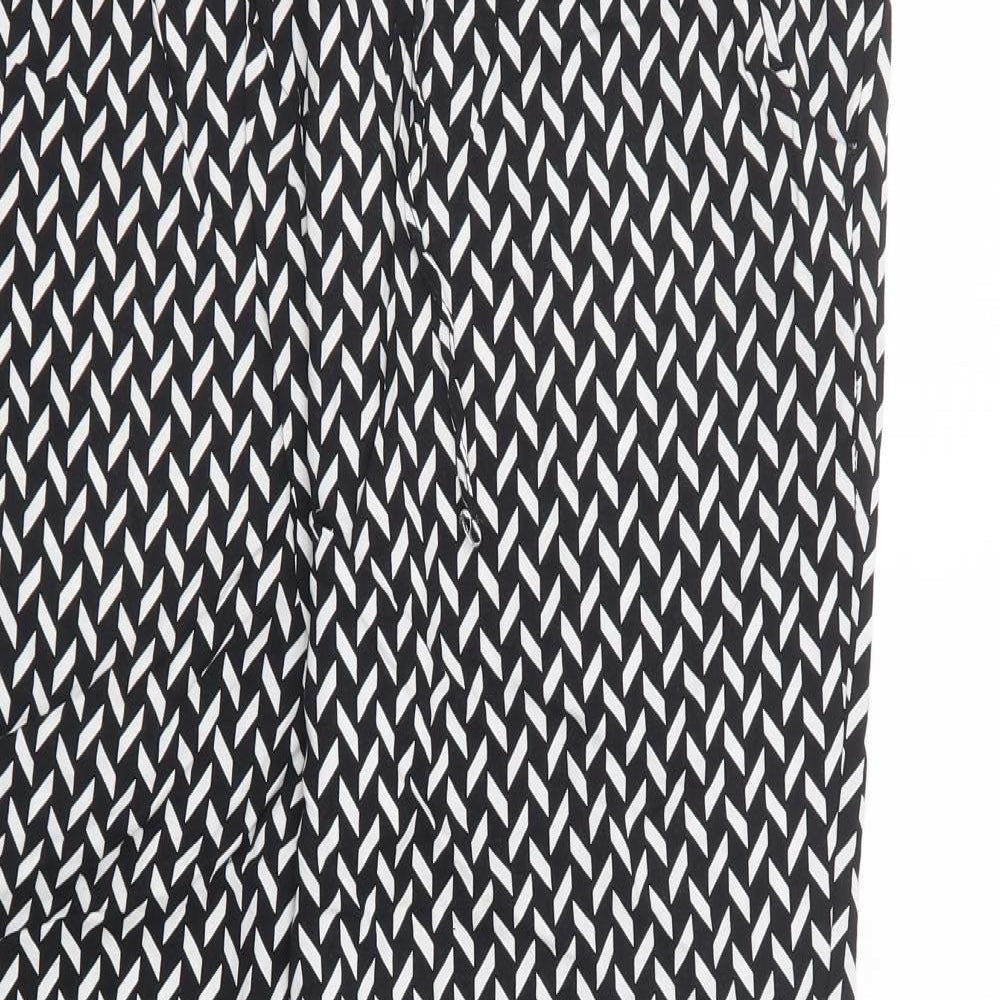 Blue Chameleon Womens Black Geometric  Trousers  Size 16 L26 in