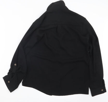 Womens UK Size 8 New Look Black Basic Button-Up