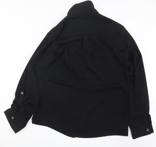 Womens UK Size 8 New Look Black Basic Button-Up