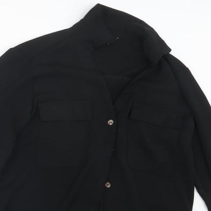 Womens UK Size 8 New Look Black Basic Button-Up