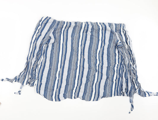 Papaya Womens Blue Striped  Basic Blouse Size 16