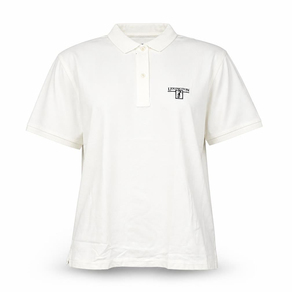 Front view of Izod Club women’s white basic polo, size L