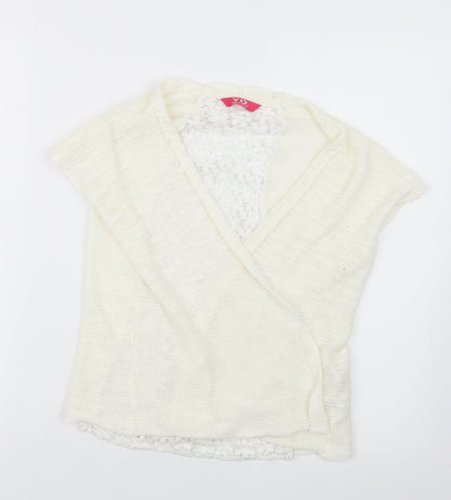 Young Dimension Girls White  Knit Cardigan Jumper Size 7-8 Years