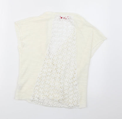 Young Dimension Girls White  Knit Cardigan Jumper Size 7-8 Years