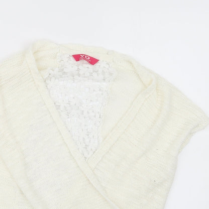 Young Dimension Girls White  Knit Cardigan Jumper Size 7-8 Years