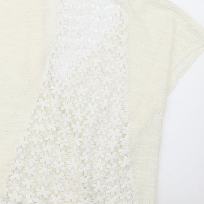 Young Dimension Girls White  Knit Cardigan Jumper Size 7-8 Years